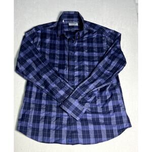 Twillory Men's Untuckable Long Sleeve Shirt Blue Check Button-down Size Large